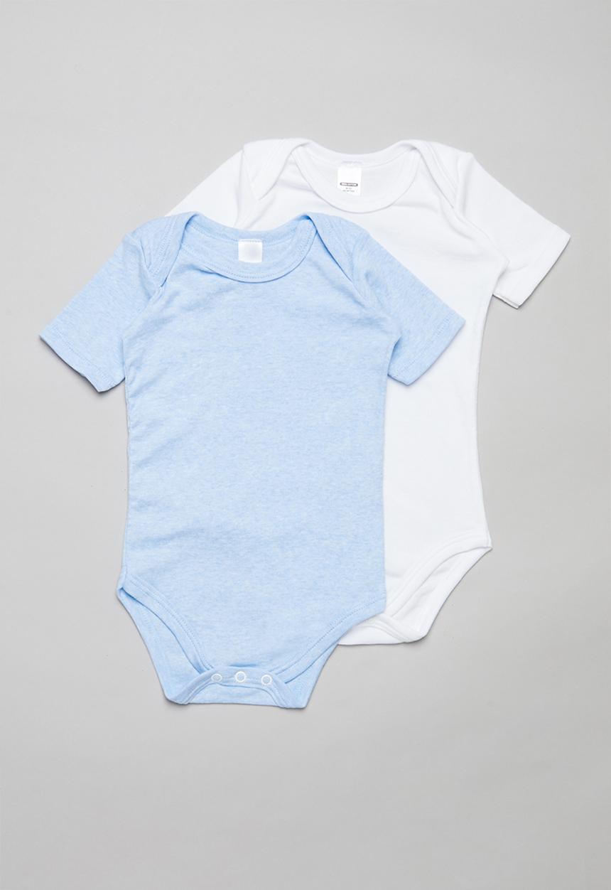 Pop Candy - 2 Pack short sleeve body vests - blue & white
