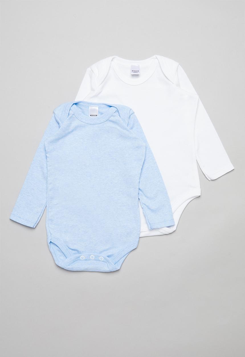 Pop Candy - 2 Pack long sleeve body vest - blue & white