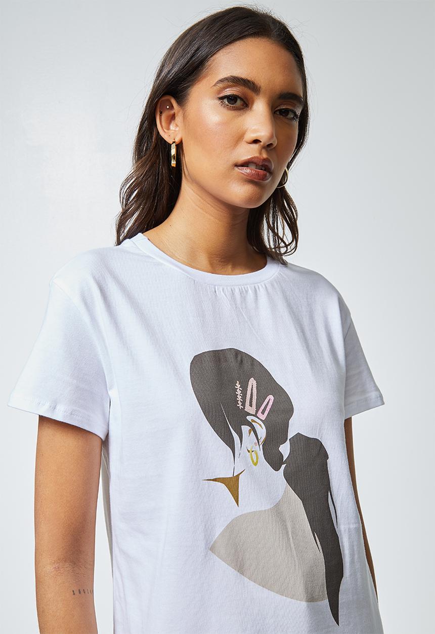 Superbalist - Printed tee - clips on the runway - white 