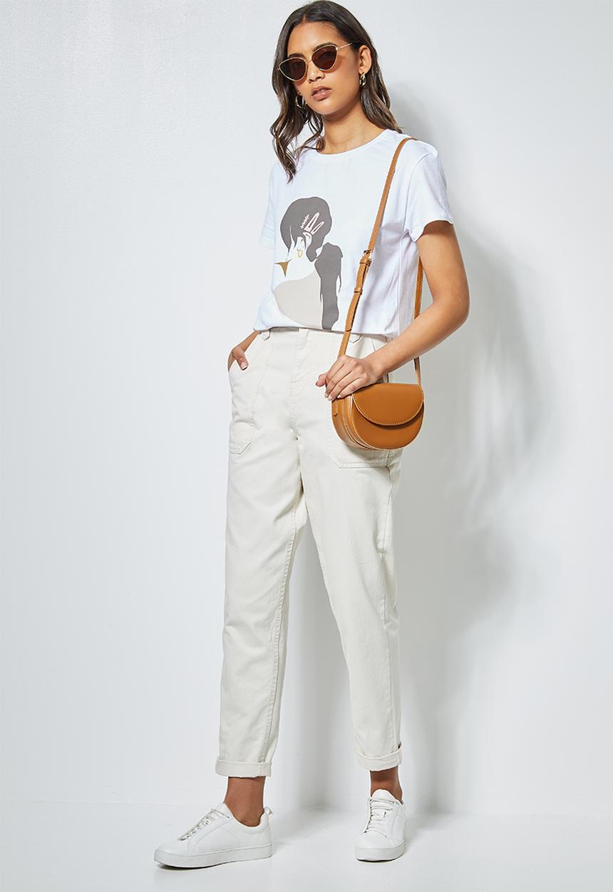 Superbalist - Printed tee - clips on the runway - white 