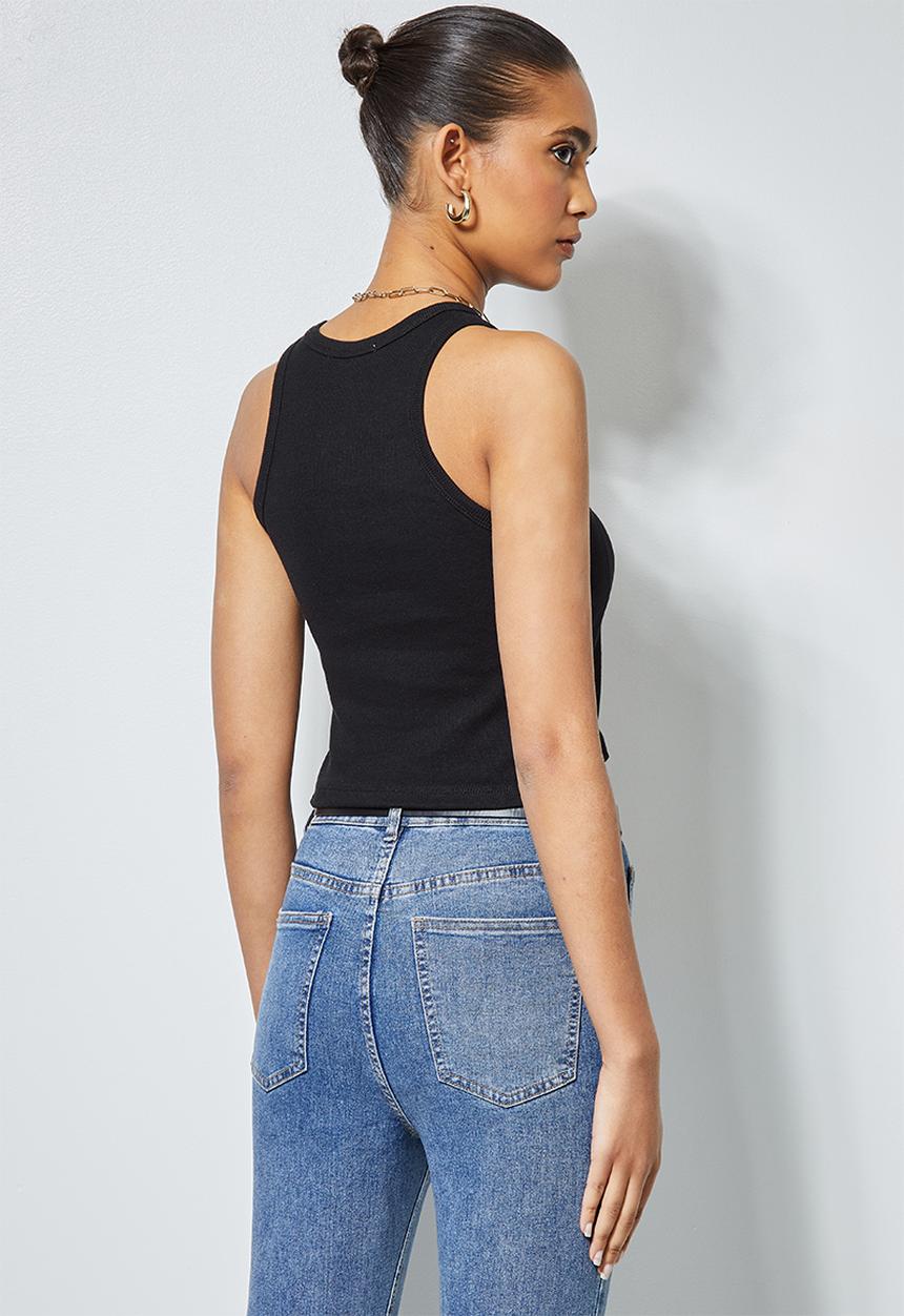 Superbalist - Single lycra rib vest - black