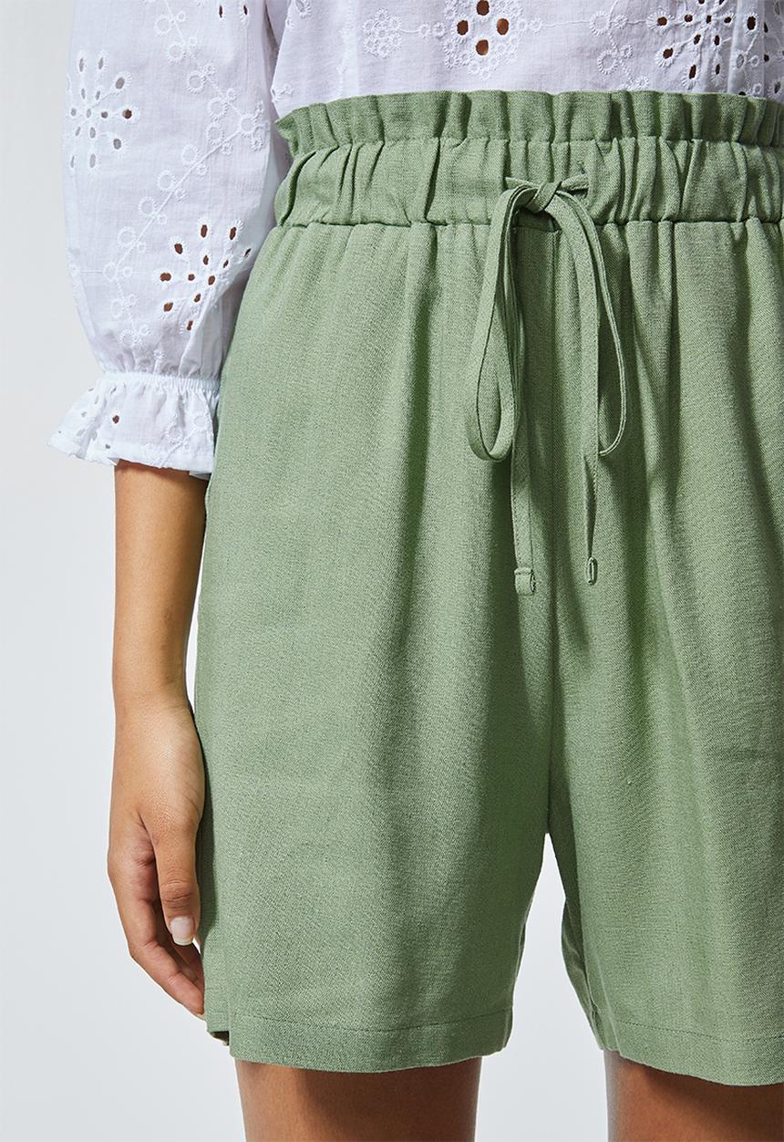 Superbalist - Linen blend paperbag shorts - sage