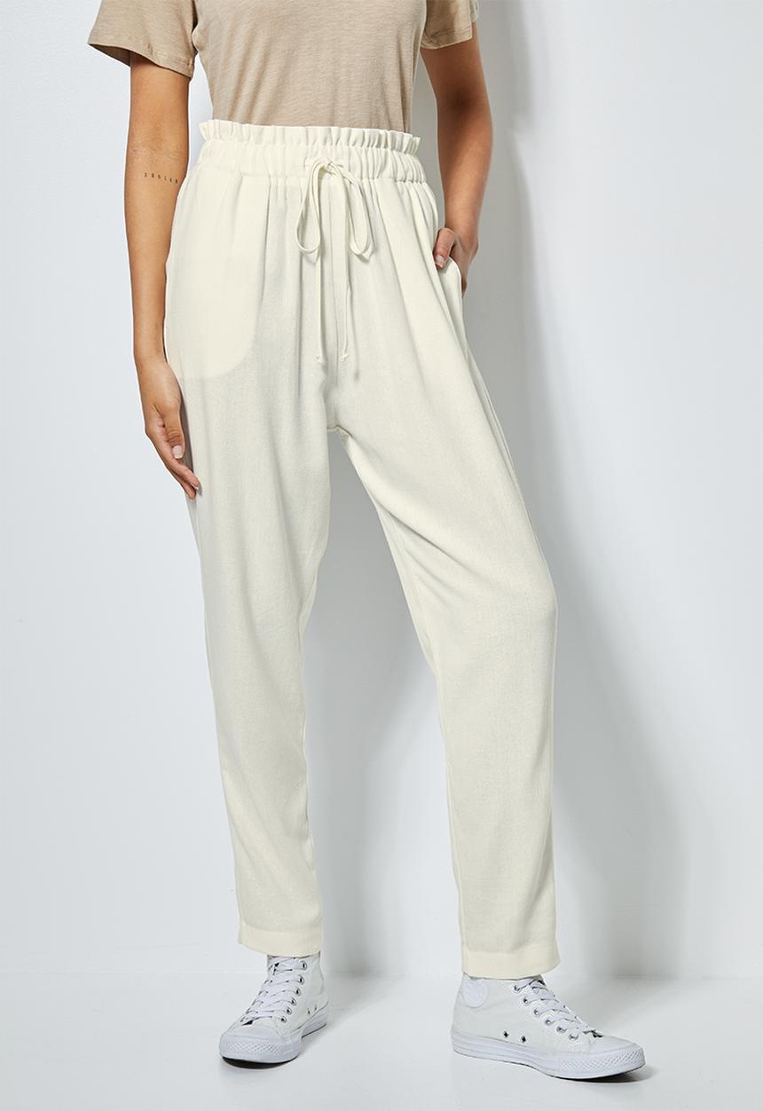 Superbalist - Linen blend paperbag pants - white