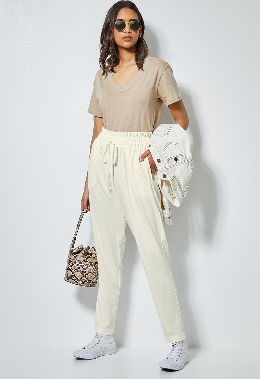 Superbalist - Linen blend paperbag pants - white