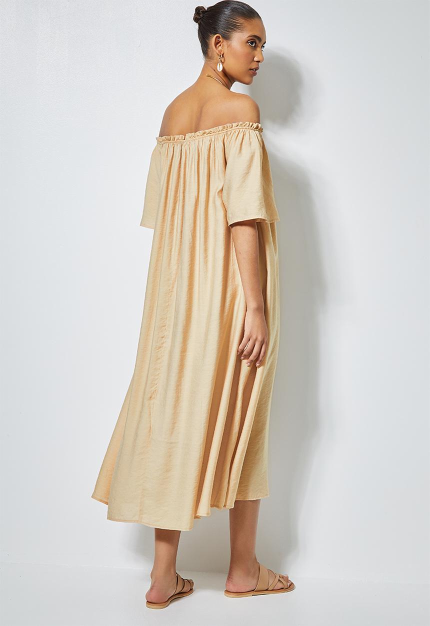 Superbalist - Off the shoulder midi with tier - neutral