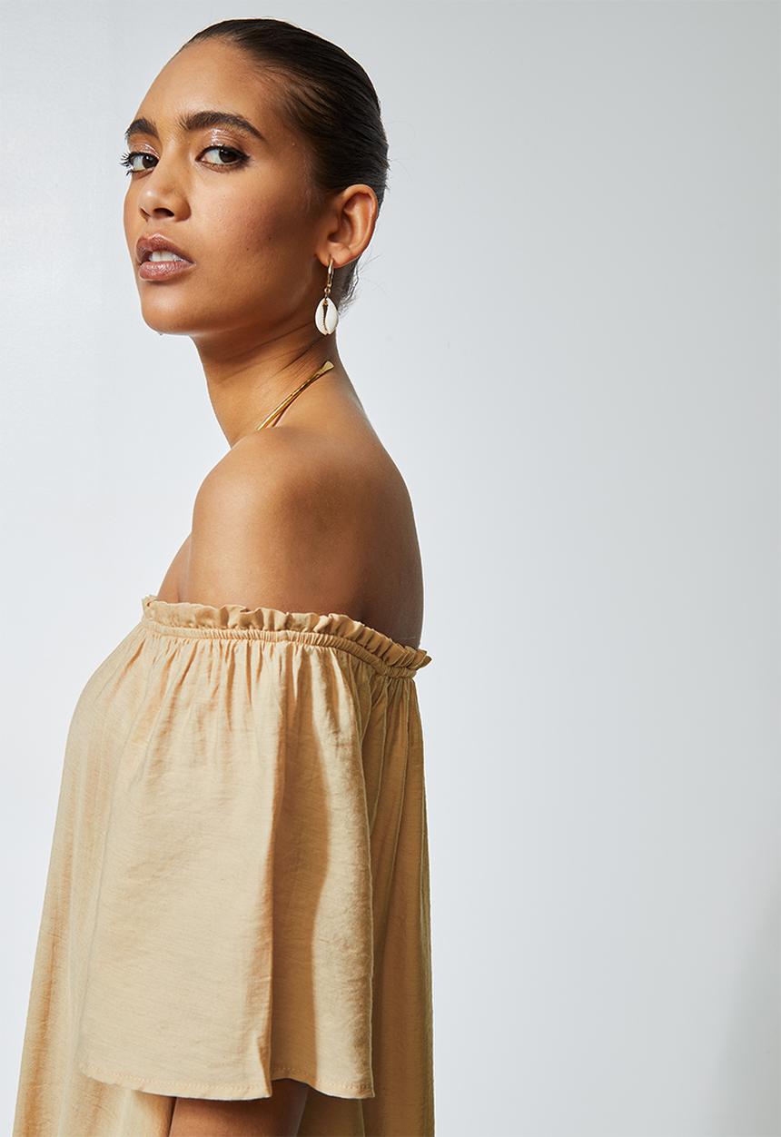 Superbalist - Off the shoulder midi with tier - neutral