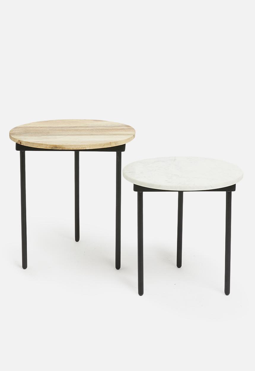 Sixth Floor - Juniper side tables - brown & white