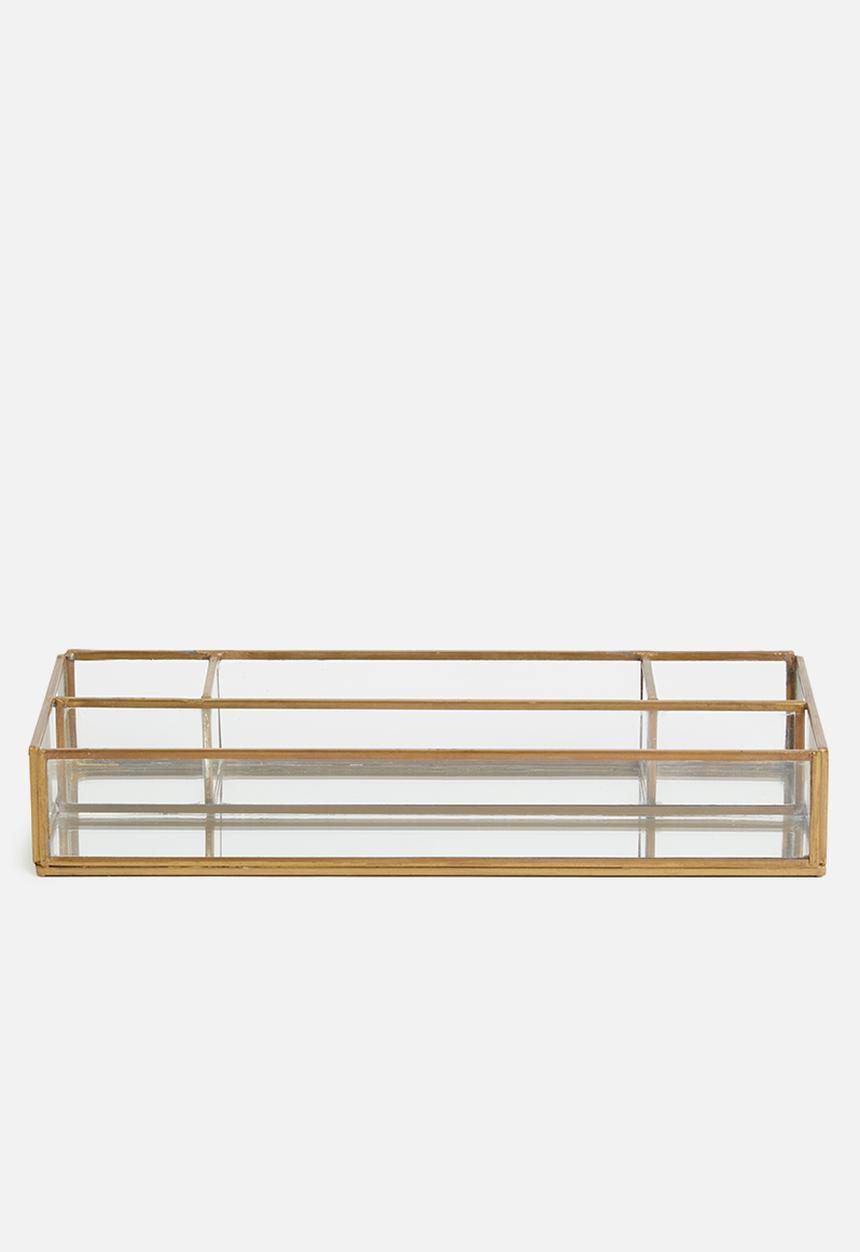 Sixth Floor - Brass antique desk organiser - gold