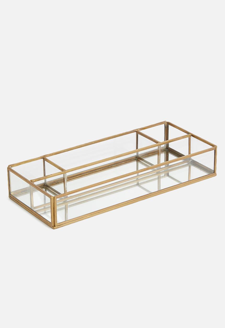 Sixth Floor - Brass antique desk organiser - gold