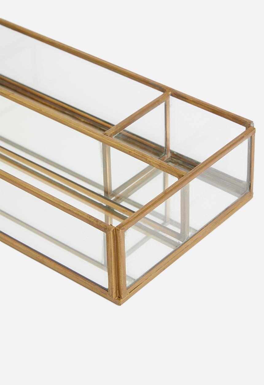 Sixth Floor - Brass antique desk organiser - gold