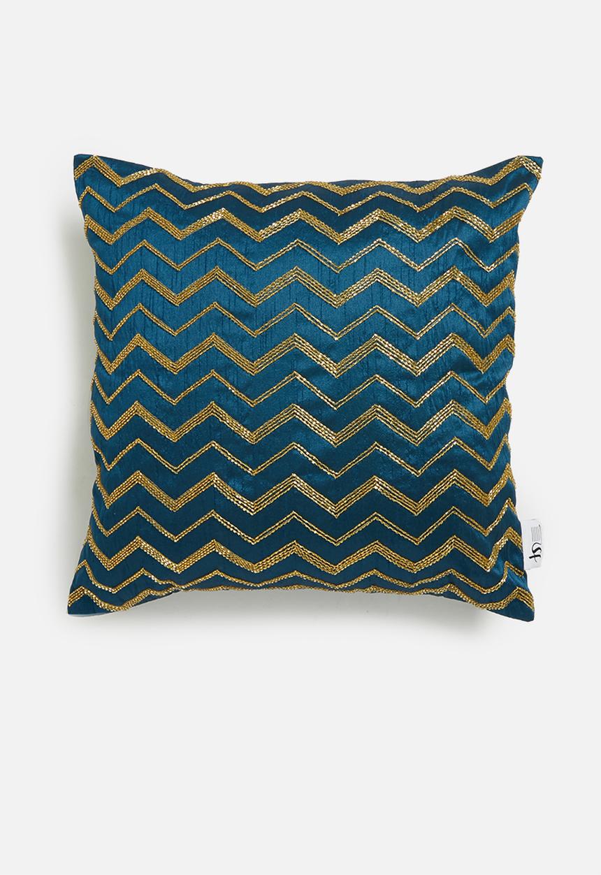 Sixth Floor - Verve cushion cover - teal & gold