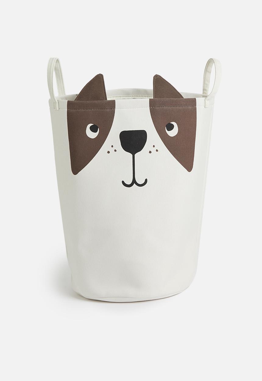 Sixth Floor - Dog canvas storage basket - white & brown