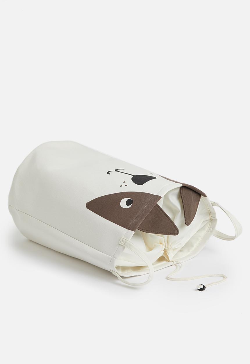 Sixth Floor - Dog canvas storage basket - white & brown