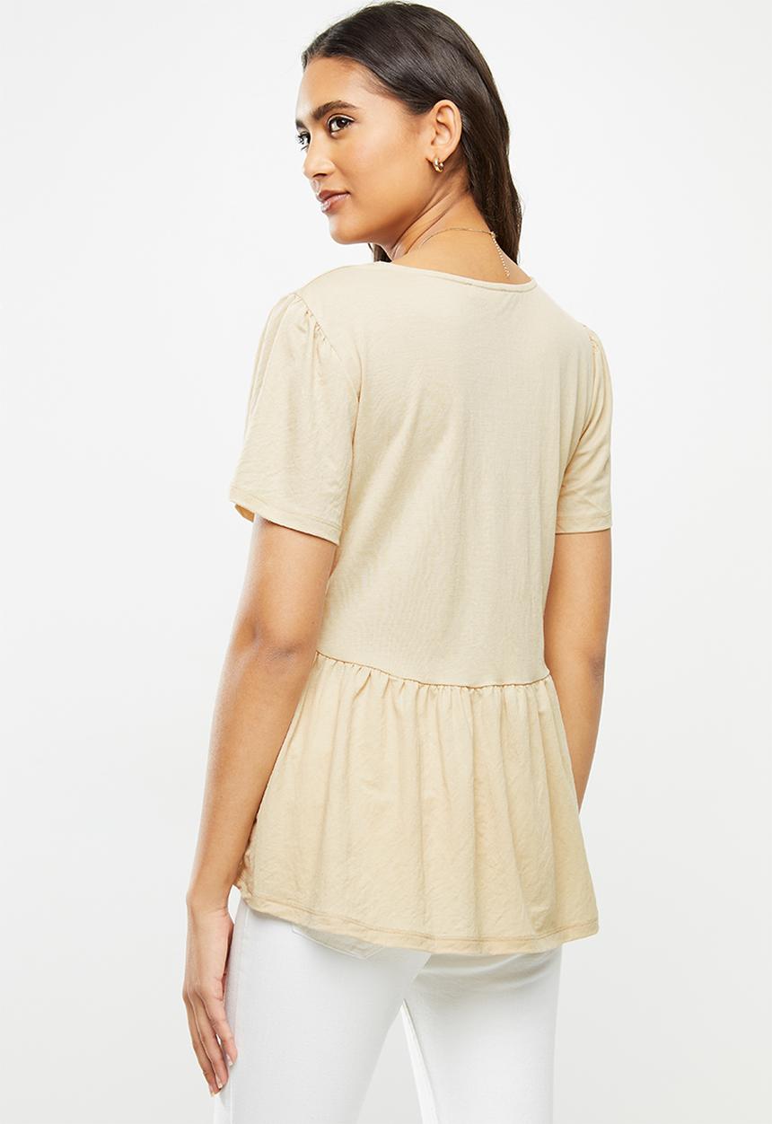 MANGO - T-shirt thalia - beige