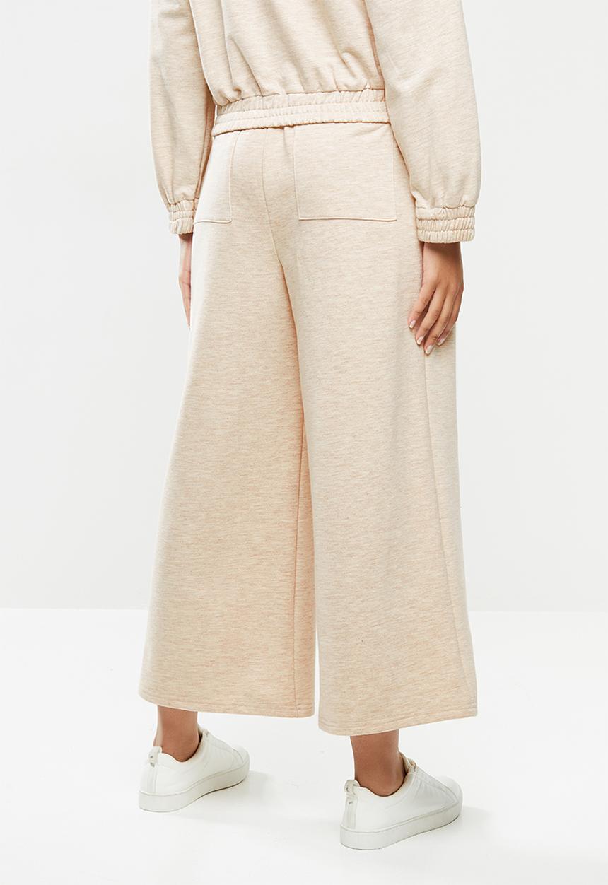 Me&B - Wide leg crop track pant - beige 