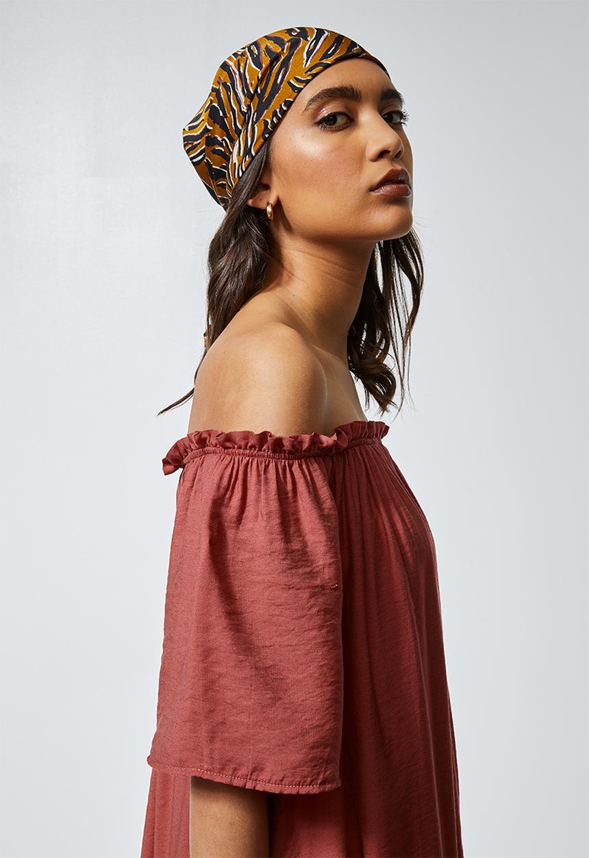 Superbalist - Off the shoulder midi with tier - rose pink