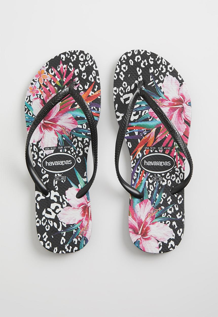 Havaianas - Slim animal floral - black