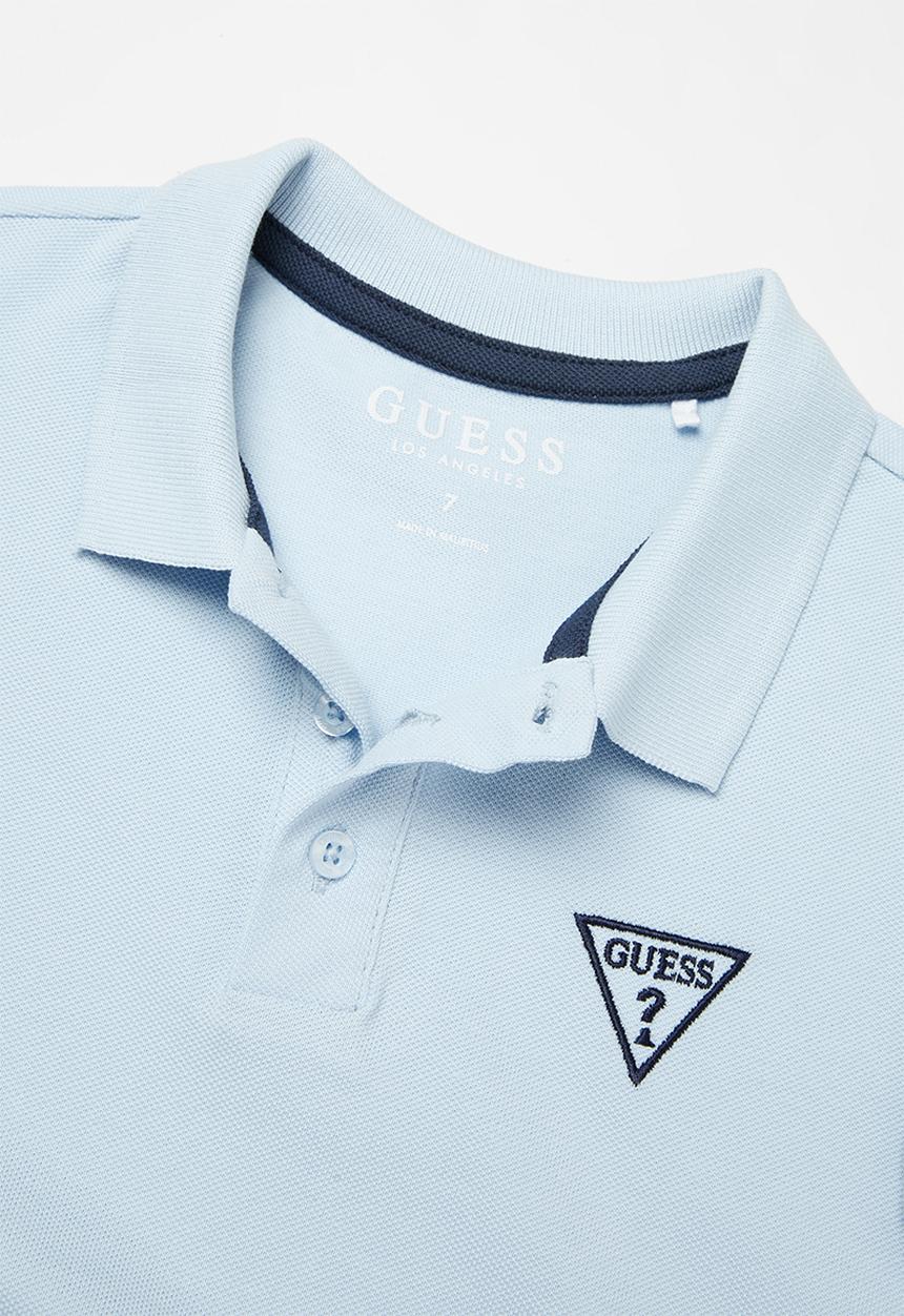GUESS - Teens short sleeve guess core embroidery golfer - blue