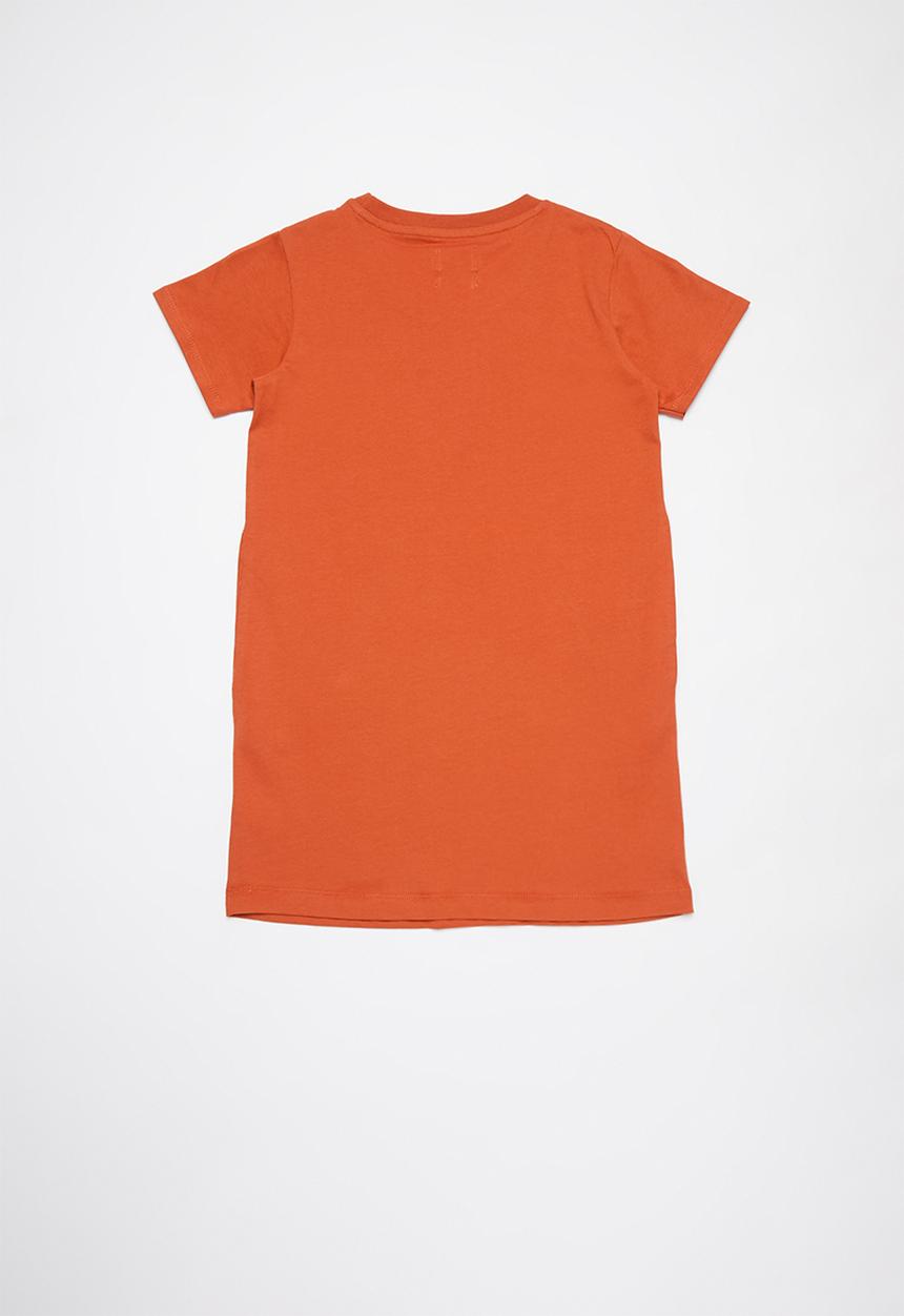 JEEP - A-line short sleeve jersey dress with side entry pockets - orange 
