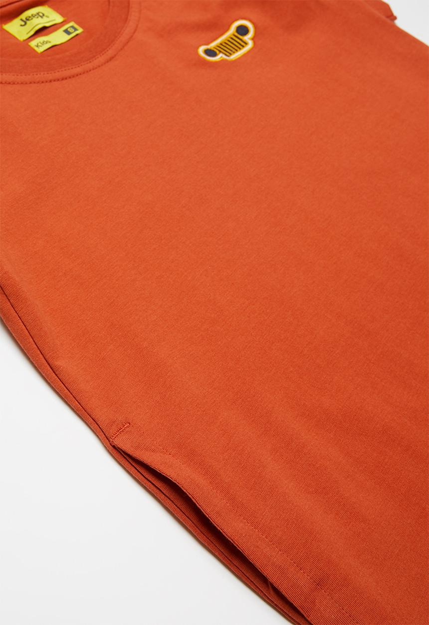 JEEP - A-line short sleeve jersey dress with side entry pockets - orange 
