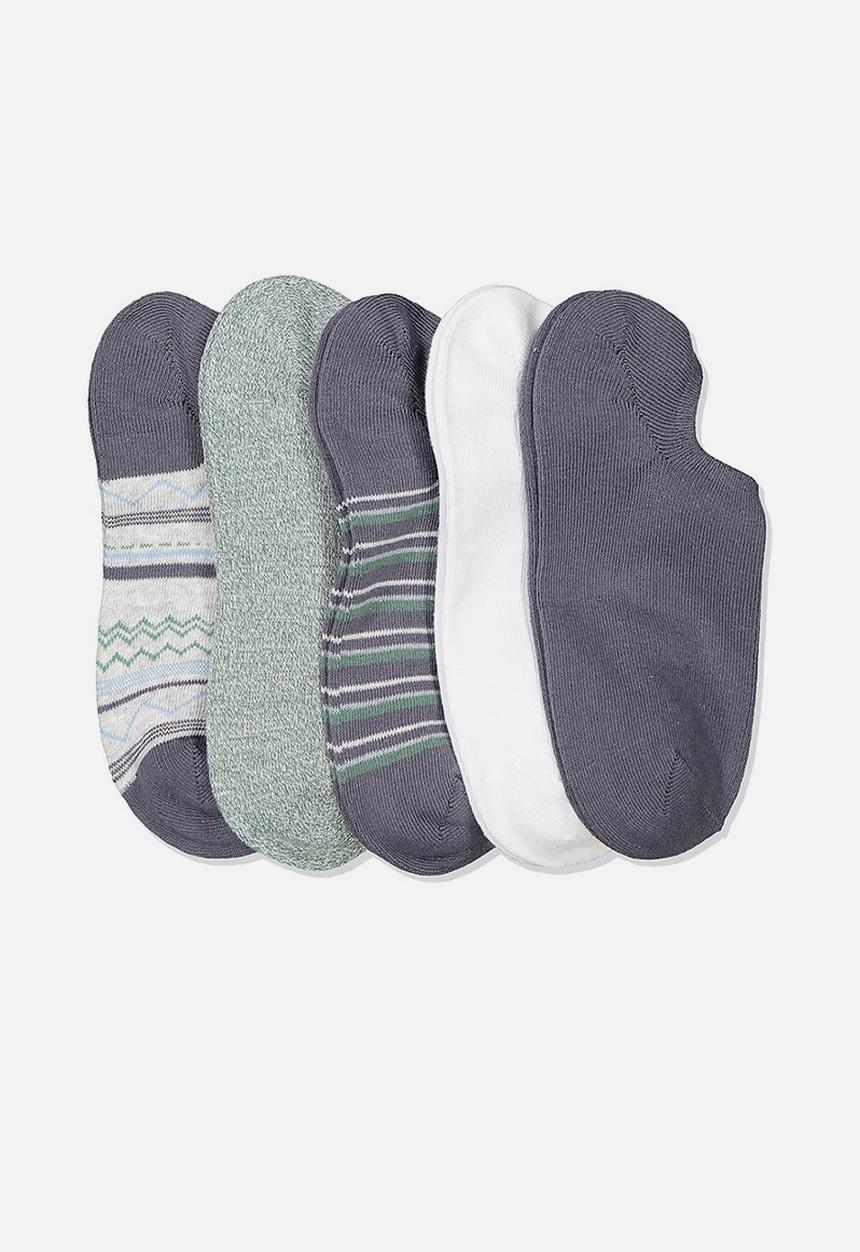 Cotton On - 5 pack sports low cut sock - grisaille chevron multi