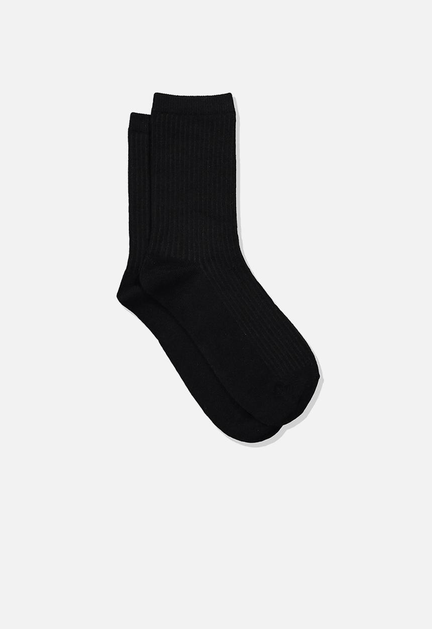 Cotton On - Everyday rib sock - black