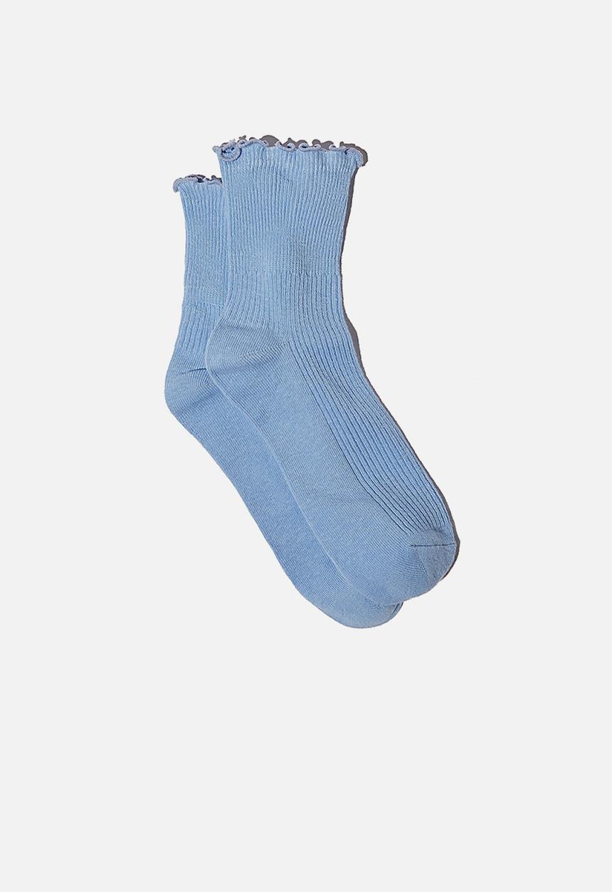 Cotton On - Frill ribbed quarter crew sock - vintage blue