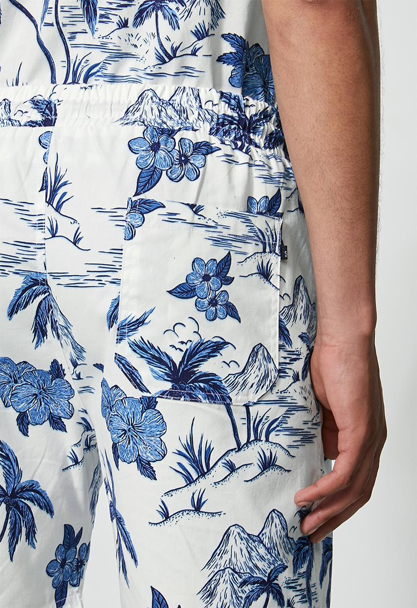 Superbalist - Deco pattern chino short - white & blue 