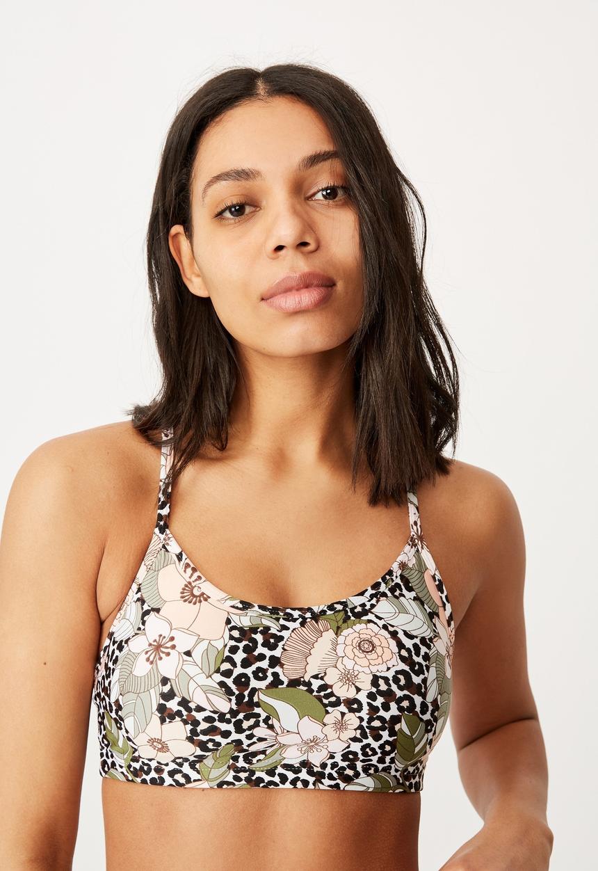 Cotton On - Workout yoga crop - tropical leopard