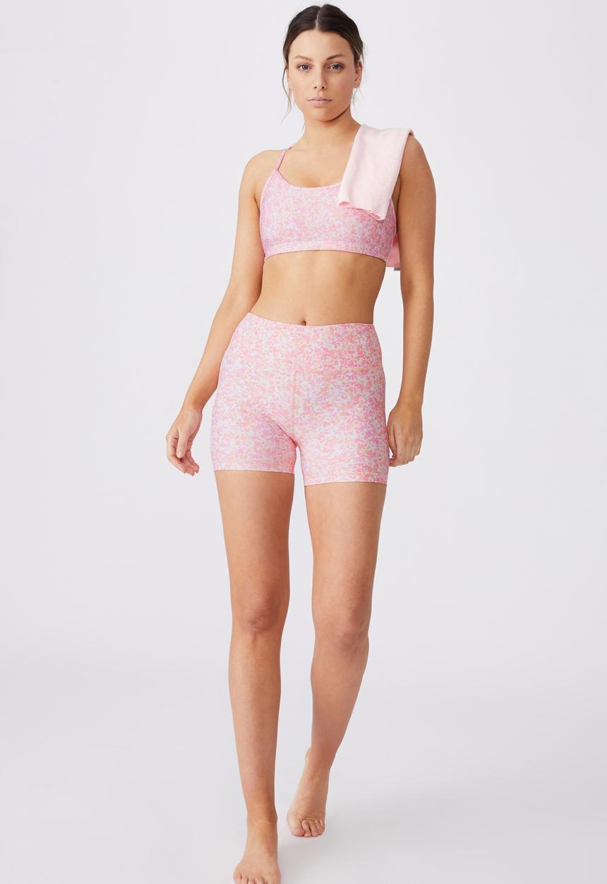 Cotton On - Workout yoga crop - ditsy camo pink