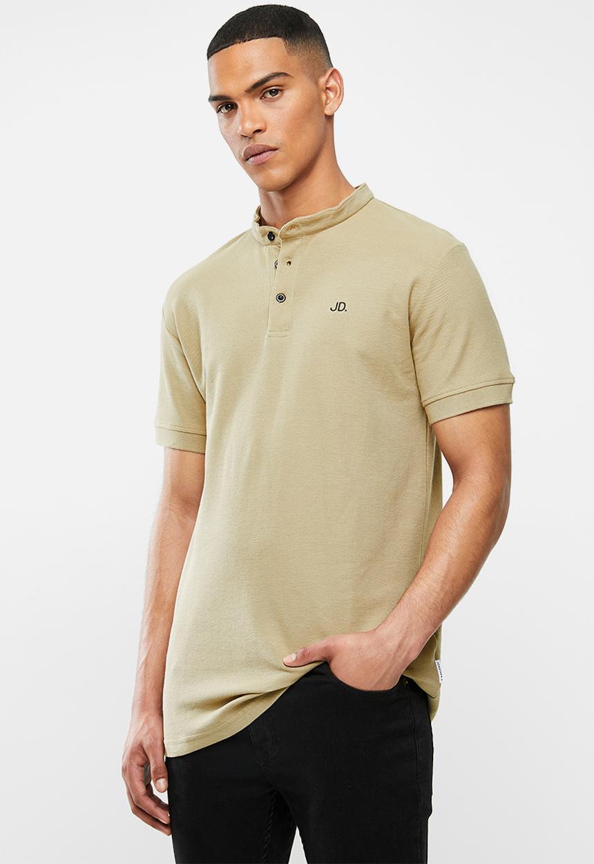 Jonathan D - Mandarin collar short sleeve golfer - beige