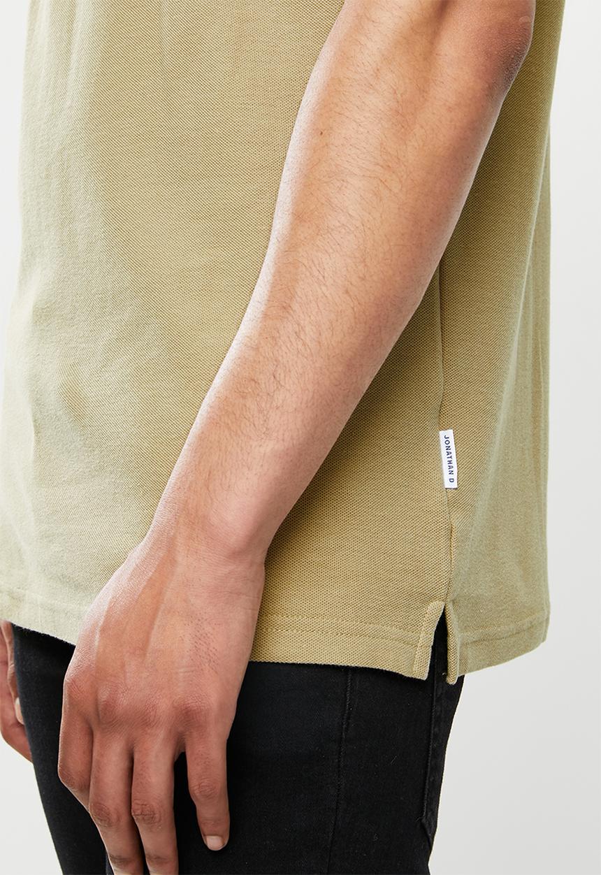 Jonathan D - Mandarin collar short sleeve golfer - beige