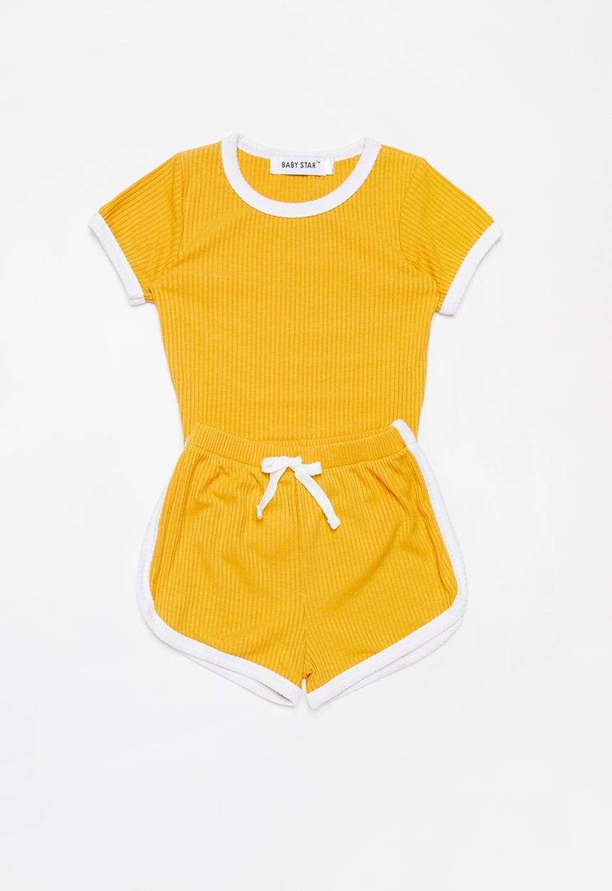 Baby Star - 2 Piece ribbed set - yellow 