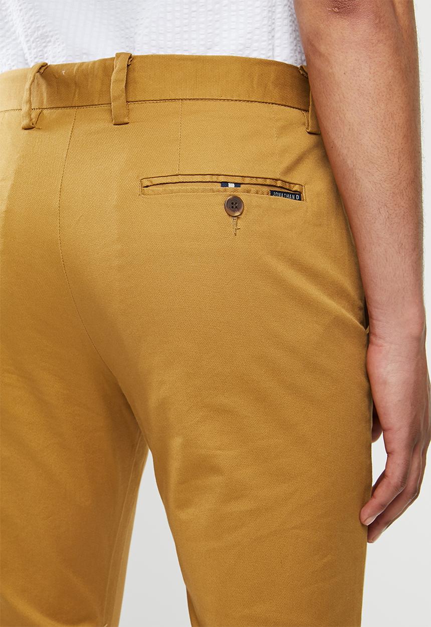 Jonathan D - Stretch cotton trouser with side entry pockets - tan