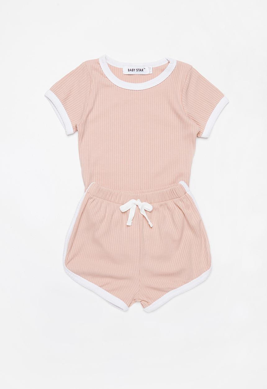 Baby Star - 2 piece ribbed set - pink