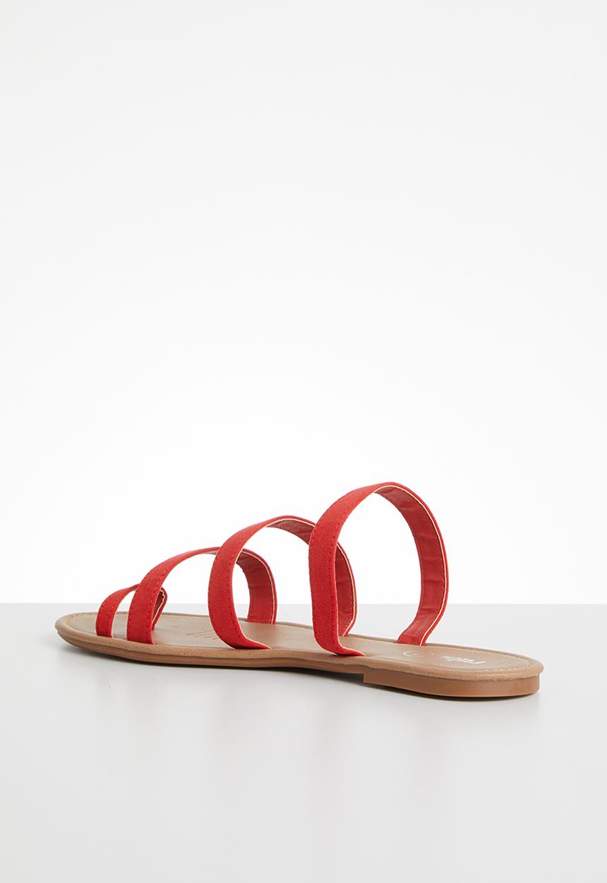 Cotton On - Everyday toe loop multi strap slide - red micro