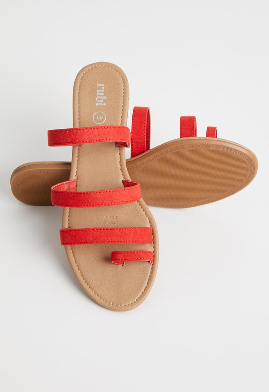 Cotton On - Everyday toe loop multi strap slide - red micro