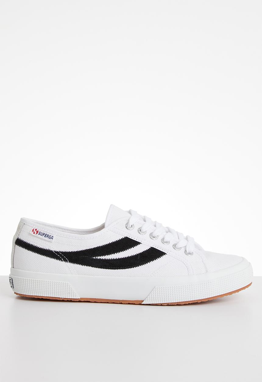SUPERGA - Low-top  Lace-up  Round toe  Metal eyelets  Brand deta t - white black