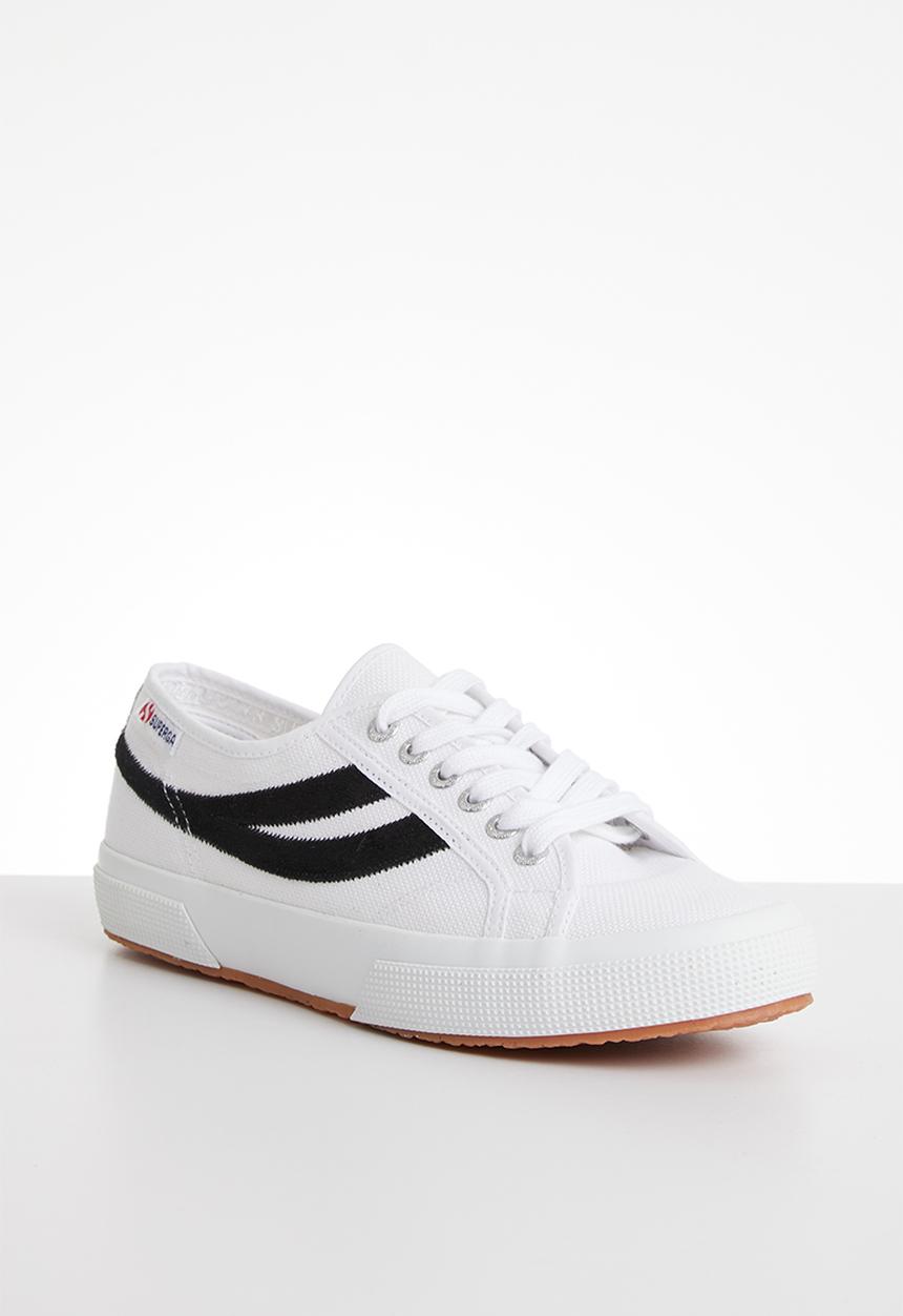 SUPERGA - Low-top  Lace-up  Round toe  Metal eyelets  Brand deta t - white black