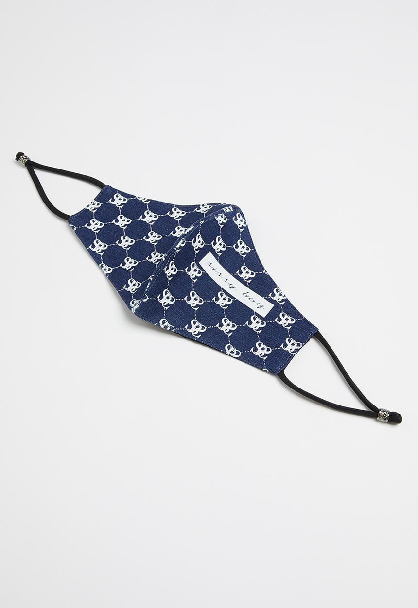 SISSY BOY - Denim mask with repeat logo print - navy & white