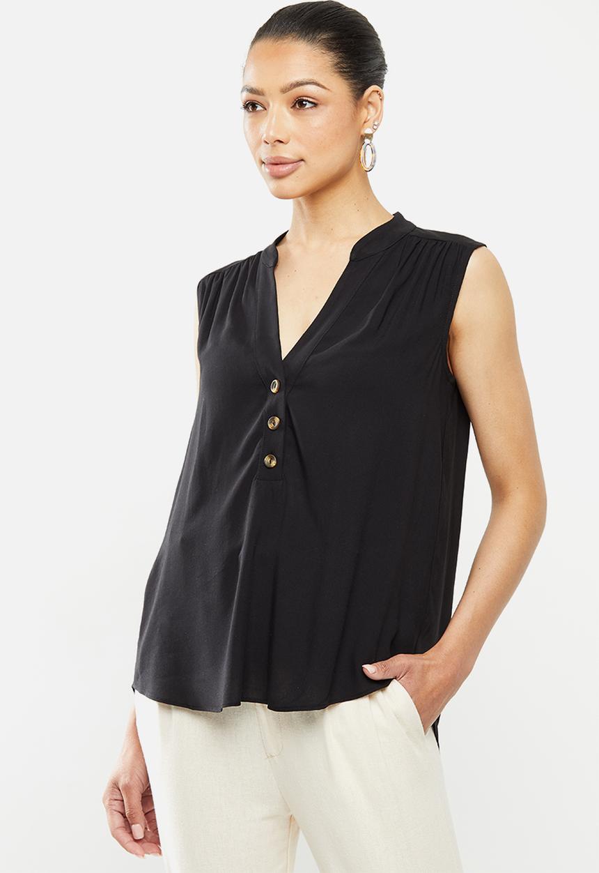 edit - Wide hem hi low vest - black