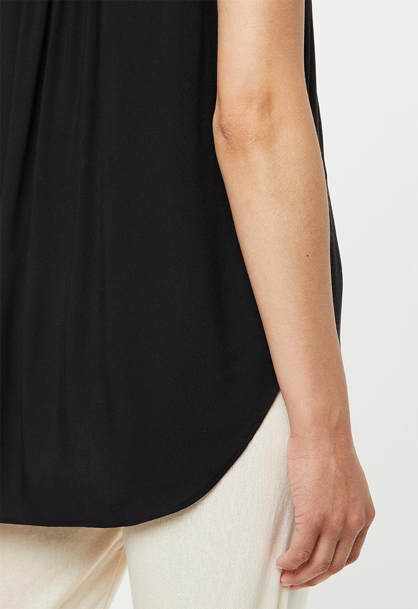 edit - Wide hem hi low vest - black