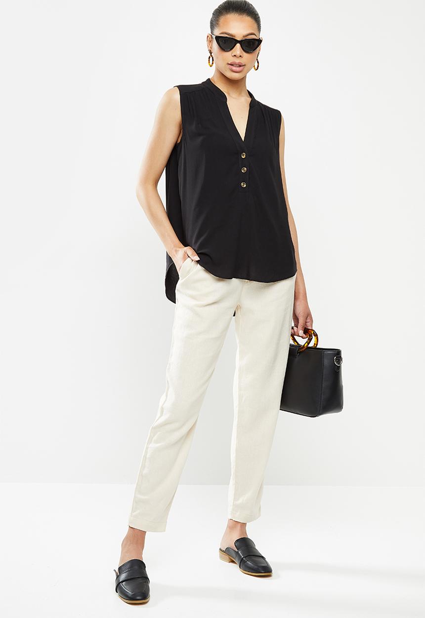 edit - Wide hem hi low vest - black