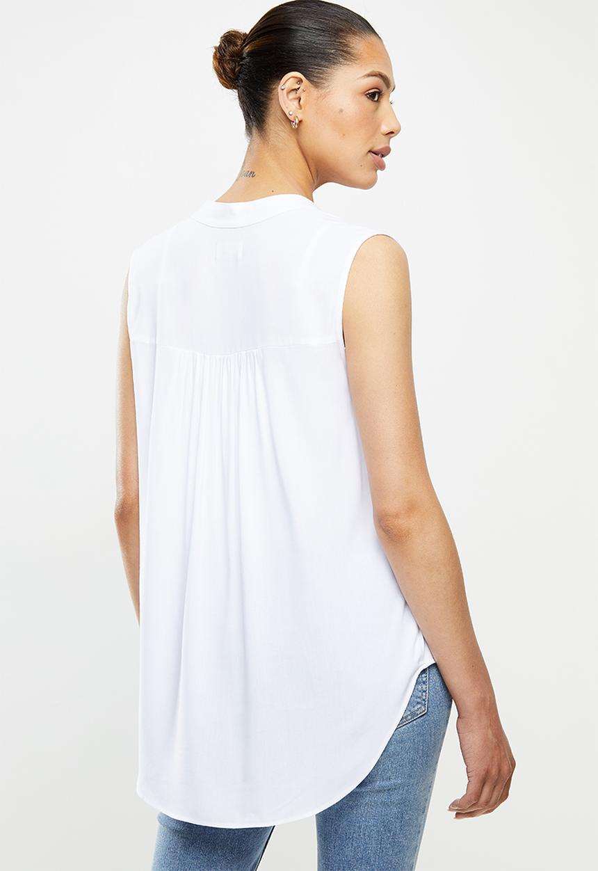 edit - Wide hem hi low vest - white