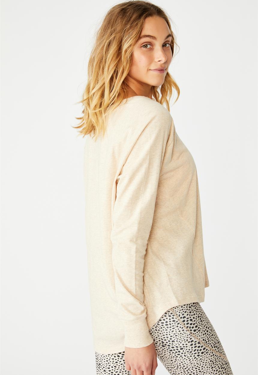 Cotton On - Active rib long sleeve top - oatmeal marle
