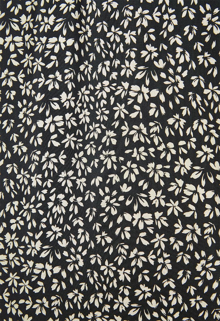 edit - Flutter sleeve crepe shell - black & neutral 