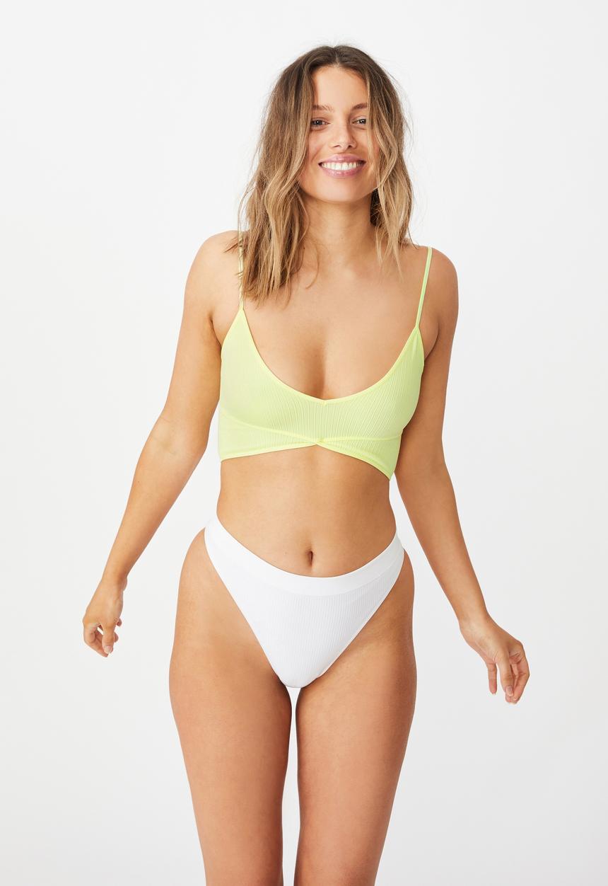 Cotton On - Seamfree rib ballet bralette - lemonade