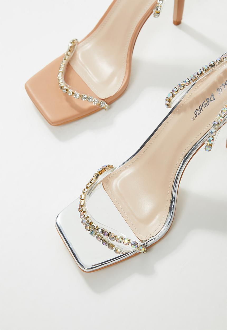 Public Desire - Heartbreak diamante strappy - neutral