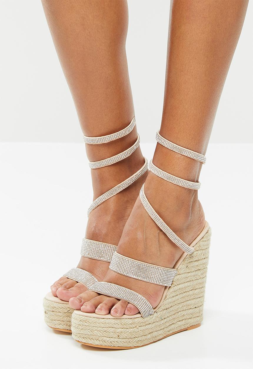 Public Desire - Lux diamante upper espadrille wedge heel - neutral