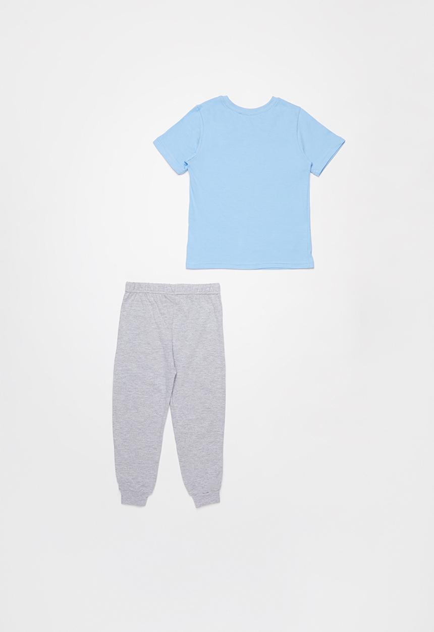 Pop Candy - Pants & short sleeve tee pj set - grey & blue 